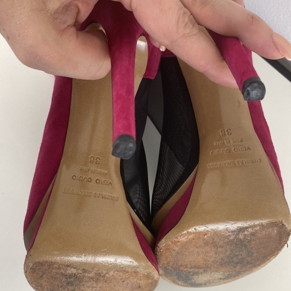 Nicholas Kirkwood Rasberry Suede Mesh High Heel Bootie - Picture 7 of 7